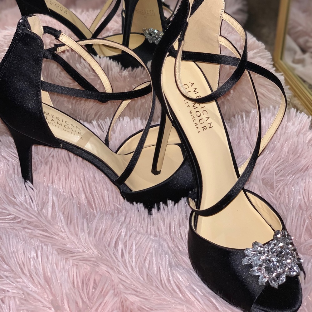 Black stiletto crystal embellished with platform